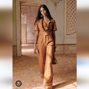 Sezane Uma Camel Jumpsuit 44